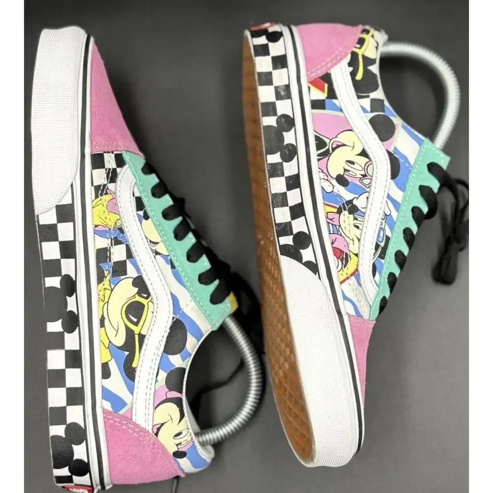 Vans Disney Mickey Mouse Old Skool Men's Checkered Multicolor Canvas Sz6,Wmns7.5